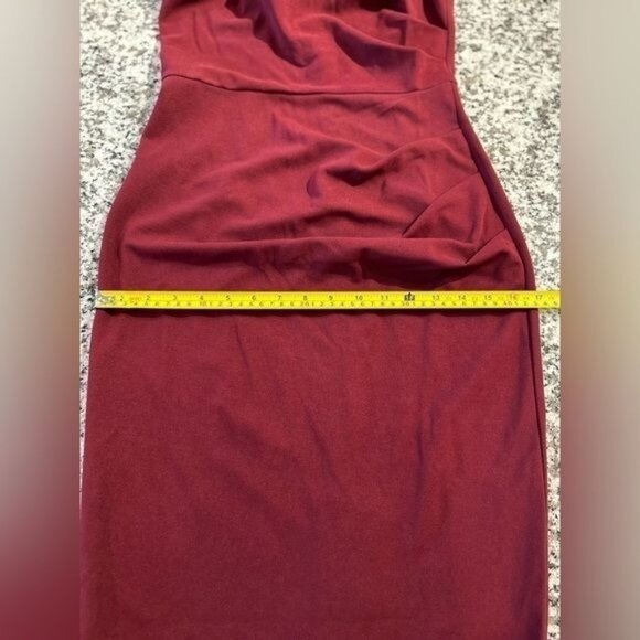 Miusol Women’s Retro Ruffle Slim Work Pencil Dress Burgundy Red Size Small Midi - Picture 12 of 16